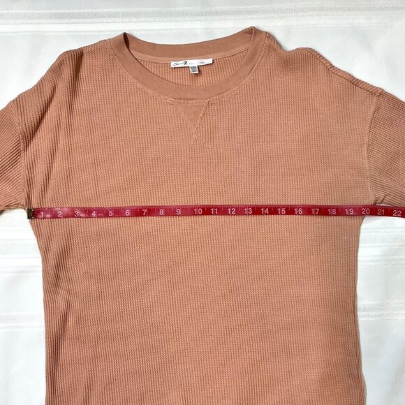 $5 ADD ON with $15+ Bundle Seven7 Waffle Crew Top LS Sz S Peach EUC High Low Hem - Picture 5 of 10